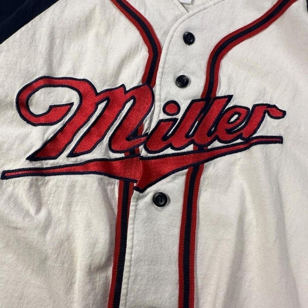 Miller‎ Liter Baseball Jersey Mens Large White Embroidered Mesh - Picture 4 of 8